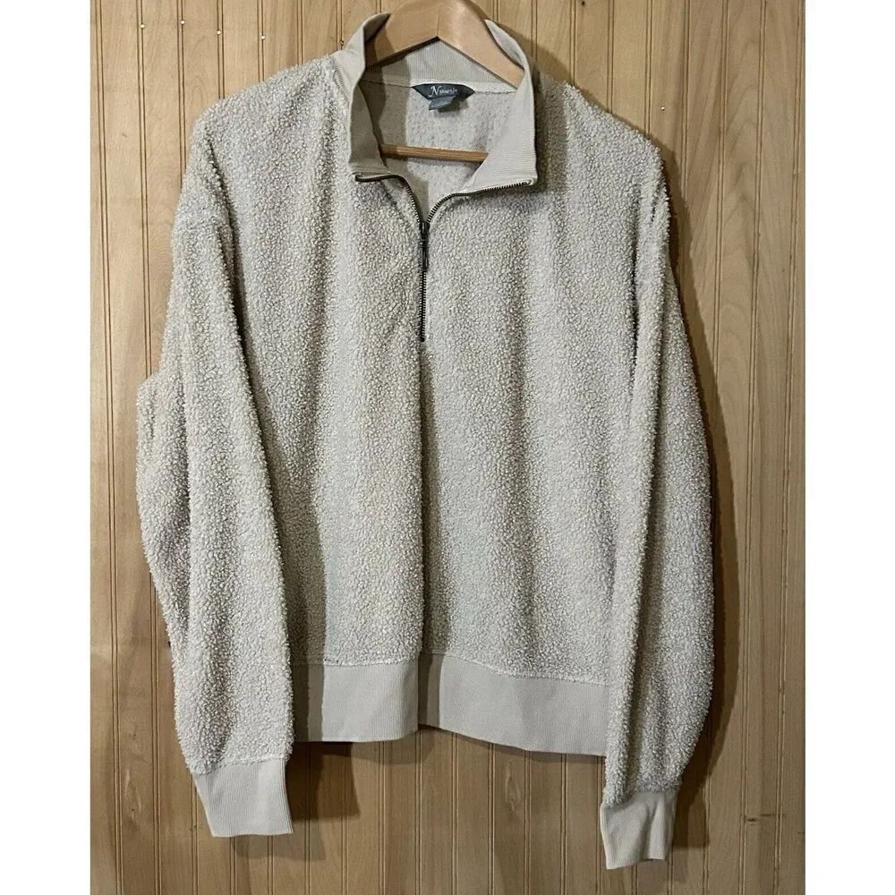 Natural Reflections Fleece Sherpa 1/4 Zip Pullover Women’s Size XL Oatmeal